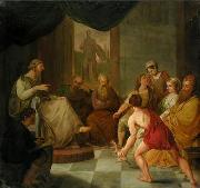 unknow artist Diogenes brings a plucked chicken to Plato oil painting on canvas